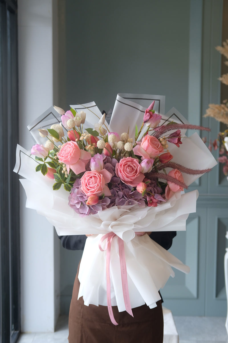 Elegant Rosé Symphony Artificial Bouquet