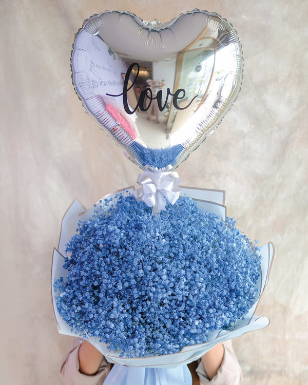 Ocean Blue Baby Breath Bouquet