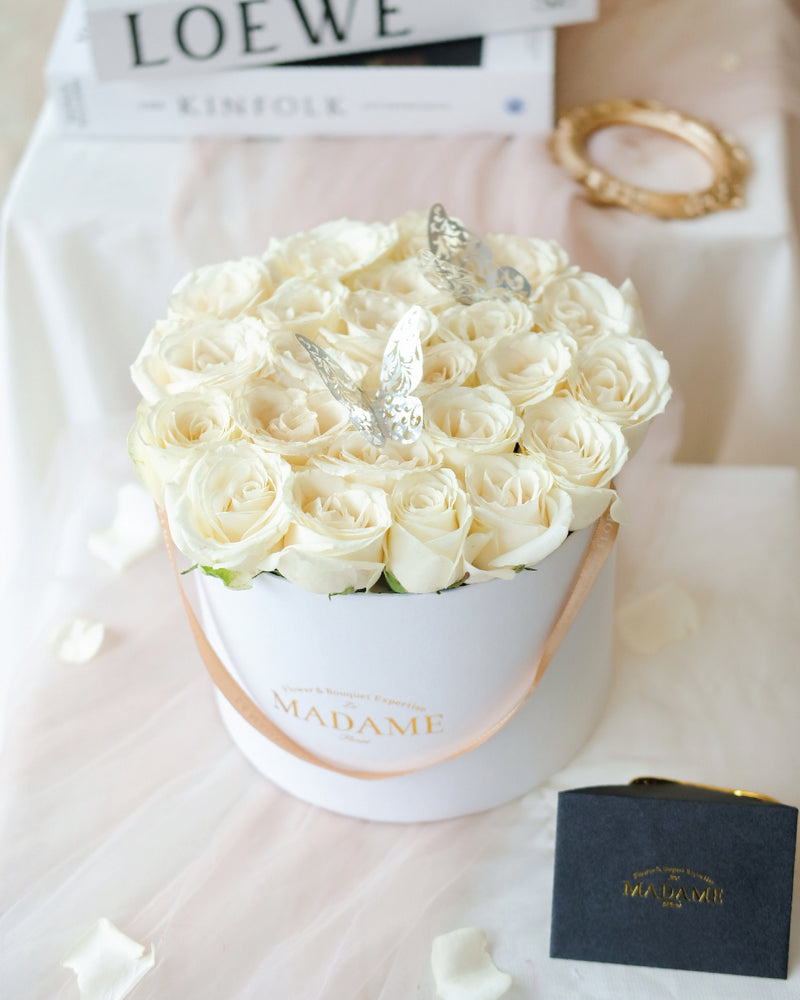 Luxe White Rose Blossom Box