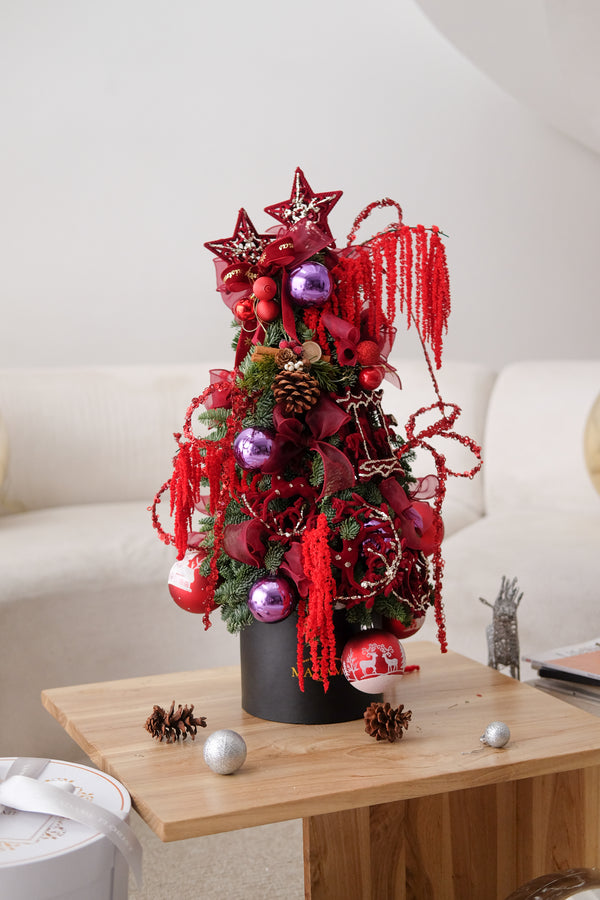 Crimson Starburst Christmas (Real) Tree