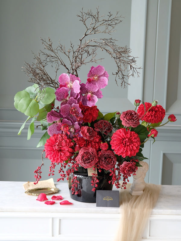Crimson Elegy Artificial Vase