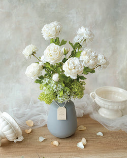 White Garden Rose Artificial Vase