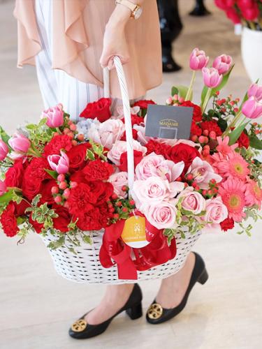 Eternal Red Charm Floral Basket