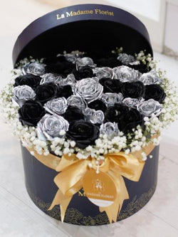 Exquisite Black Silver Delight Blossom Box