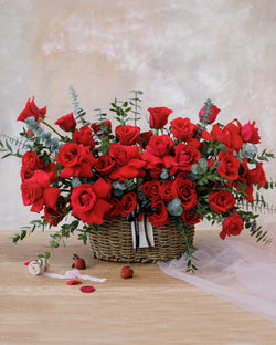 Romantic Red Roses Basket
