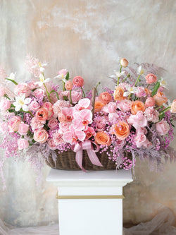 Romantic Tea Rose Floral Basket
