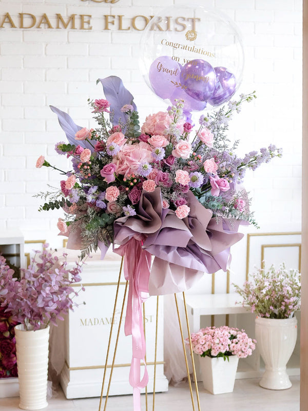 Purple River Standing Bouquet with Balloon