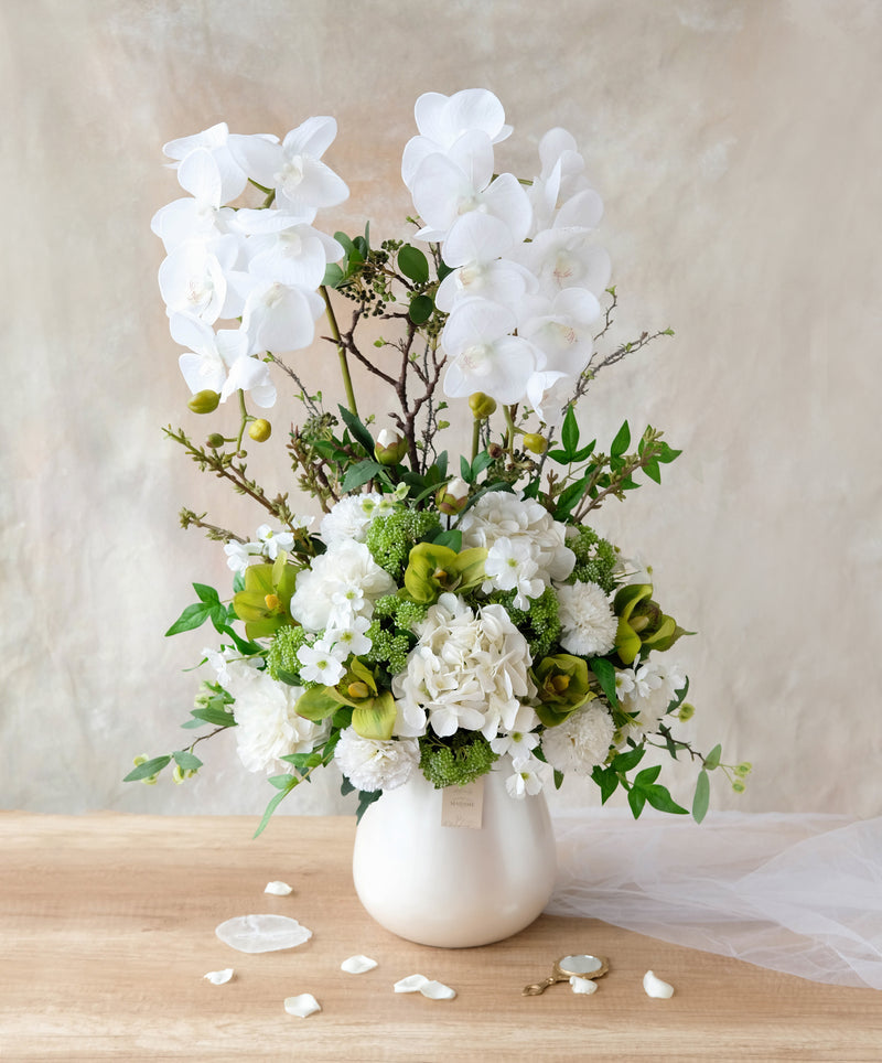 White Phalaenopsis Artificial Flower Vase