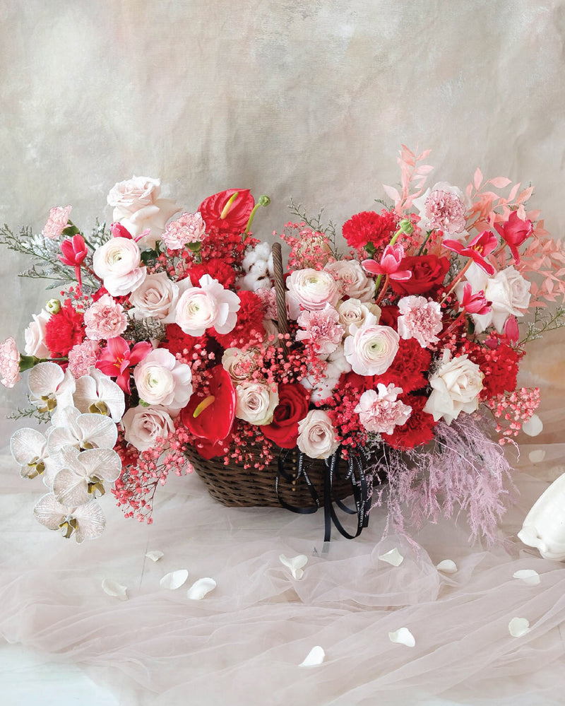 Red Gardenia Floral Basket