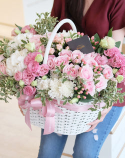 Blushing pink Floral Basket