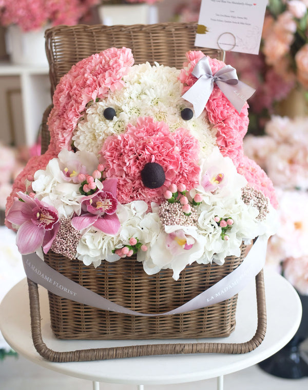 Pink Blossom Bear Basket